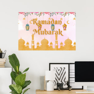 Aquarell Floral Lanterns Ramadan Mubarak Poster