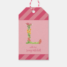 Aquarell Floral 'L'Monogram Fevor Tag