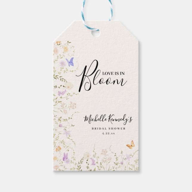 Aquarell Floral Love Is In Bloom Brautparty Geschenkanhänger (Vorderseite)