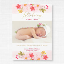 Aquarell Floral Pink Baby Girl Foto Geburt