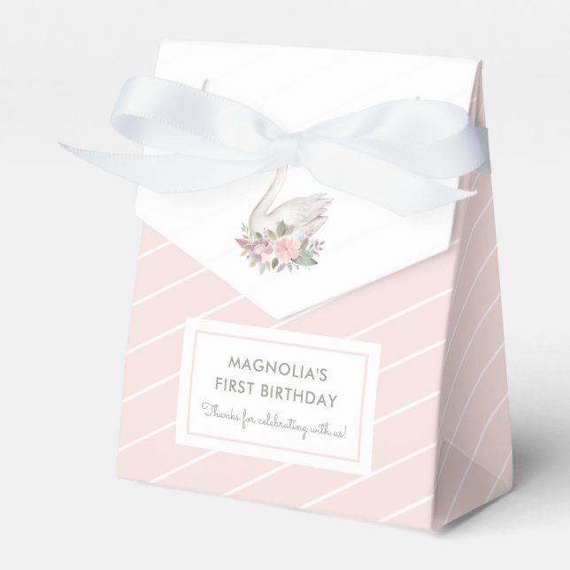 Aquarell Floral Swan Princess Birthday Geschenkschachtel (Vorderseite)