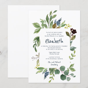 Aquarell Floral und Foliage Bat Mitzvah Einladung