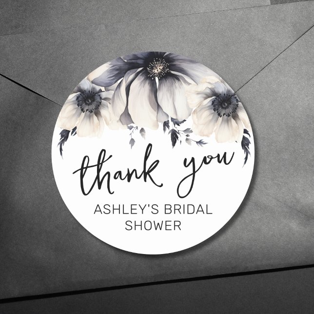 Aquarell Floral Vielen Dank Brautparty Runder Aufkleber (Watercolor Floral Thank You Bridal Shower Classic Round Sticker)