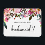 Aquarell Floral Werden Sie meine Britin Magnet<br><div class="desc">Frag deinen Freunden und der Familie,  ein Teil deiner Hochzeit zu sein,  mit diesem Blumenmagneten "Will You Be My Bridesmaid",  der Aquarellbilder und Kalligrafien enthält.</div>