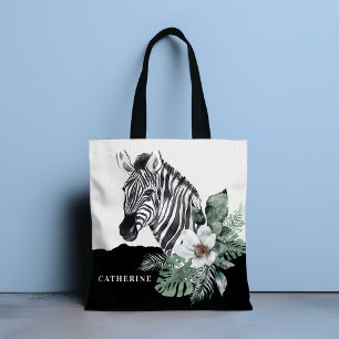Aquarell Floral Wild Zebra Personalisierter Name