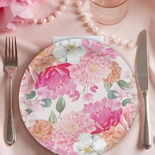 Aquarell Florale Braut In Blüten Hochzeitsdusche Pappteller