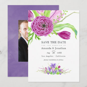 Aquarell Florale Frühlings Hochzeitsfoto Save The Date