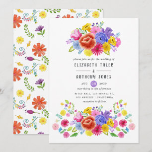Aquarell Florale Mexikanische Fiesta-Hochzeit Einladung