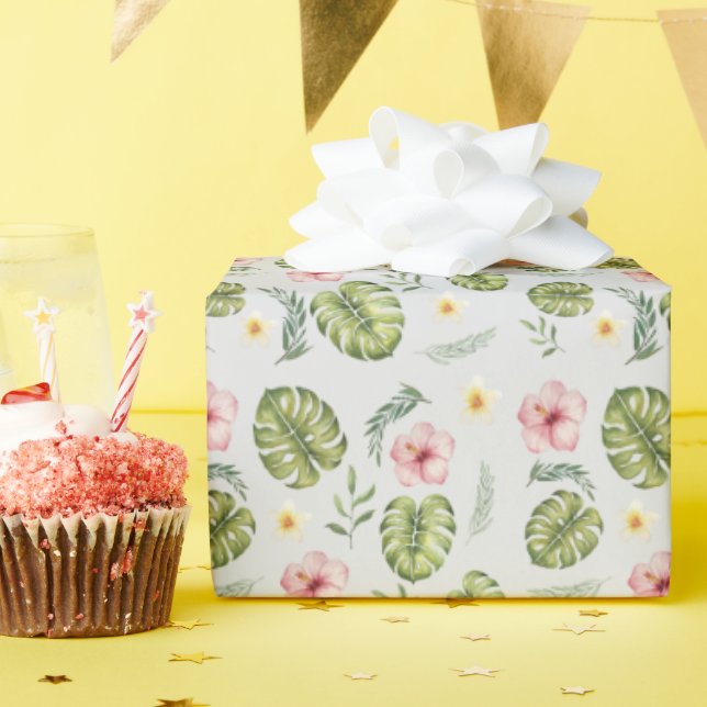 Aquarell florale rosa hellgraue elegante geschenkpapier (Geburtstagsparty)