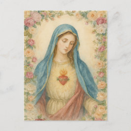 Aquarell Florale Segensreiche Mutter Maria Katholi Postkarte