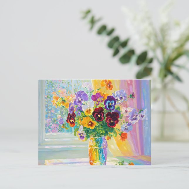Aquarell Florale Stiefmütterchen Postkarte (Stehend Vorderseite)