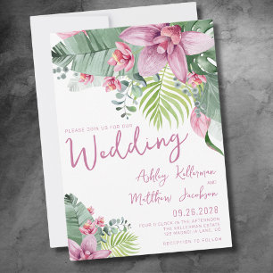 Aquarell Florale Tropische Hochzeit Einladung