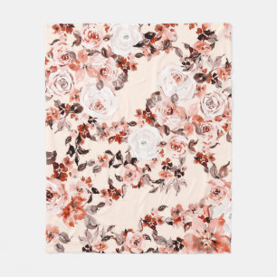 Aquarell florales nahtloses Muster, braun  Fleecedecke