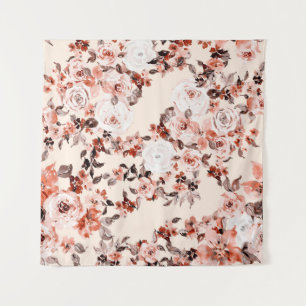 Aquarell florales nahtloses Muster, braun Wandteppich