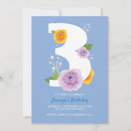 Aquarell Florals 3. Geburtstag Party Save The Date