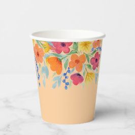 Aquarell Florals auf Peach Pappbecher