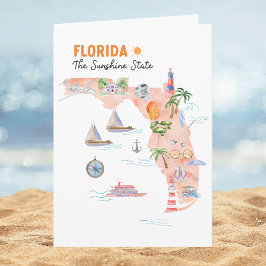 Aquarell Florida State Art Karte gefaltete Grußkar