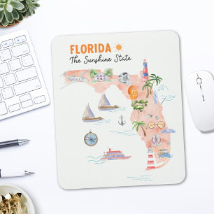 Aquarell Florida State Kunstkarte Mousepad