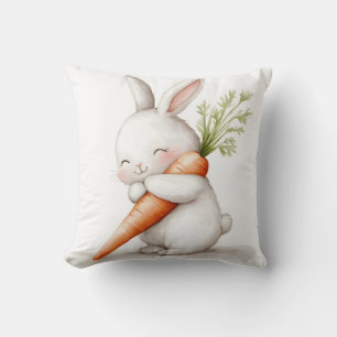 Aquarell Fluffiger Hase Karotten Liebe Kissen