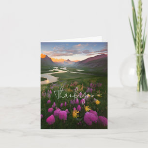 Aquarell Fluss und Blumen anpassbar Karte