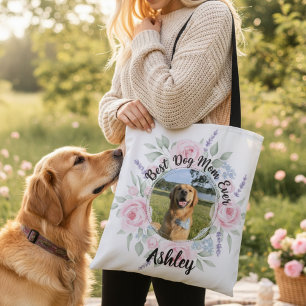 Aquarell-Foto mit floralem Kranz: Beste Hundemutte
