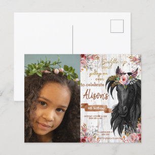 Aquarell Foto Pferd Geburtstag Cowgirl Postkarte