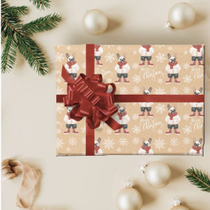 Aquarell Französische Bulldogge Frenchie Weihnacht Geschenkpapier