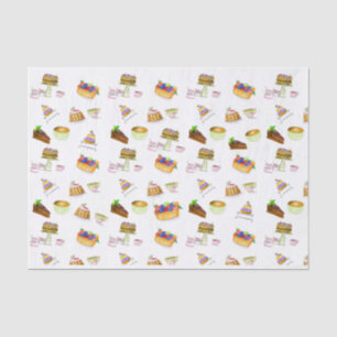 Aquarell-Französische Desserts mit Kaffees Seidenpapier