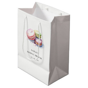 Aquarell-französische Macarons Bäckerei Brautparty Mittlere Geschenktüte
