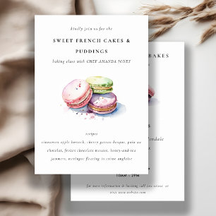 Aquarell-Französische-Macarons-Bäckerei-Kochkurs  Einladung