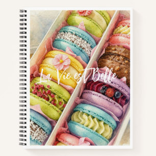 Aquarell Französische Macarons Box Spiral Notizbuc Notizbuch