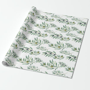 Aquarell Französischer Landhausstil Grünes Olivenm Geschenkpapier