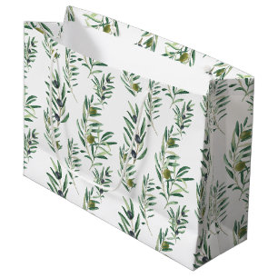 Aquarell Französischer Landhausstil Grünes Olivenm Große Geschenktüte