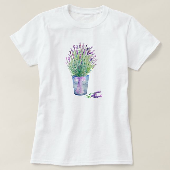 Aquarell-französischer Lavendel-T-Shirt T-Shirt (Design vorne)