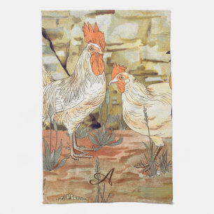 Aquarell Französisches Land farbenfrohe Rooster Kü Geschirrtuch