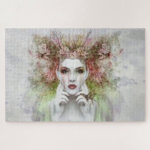 Aquarell-Frauen mit Schmetterling Puzzle