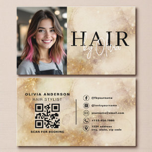 Aquarell-Friseur-Foto-QR-Code Visitenkarte