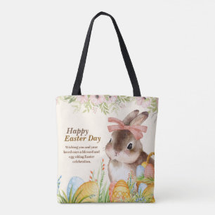 Aquarell Frohe Ostern Floraler Hase mit Schleife