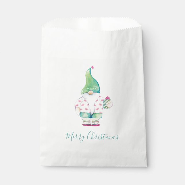Aquarell Frohe Weihnachten Gnome Candy Favor Tasch Geschenktütchen (Vorderseite)