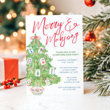 Aquarell-Frohe-Weihnachten- & Mahjong-Weihnachtsba