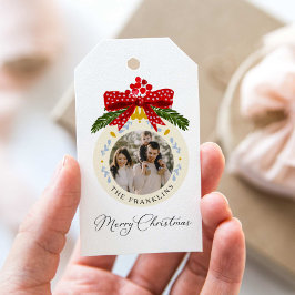 Aquarell Frohe Weihnachts-Foto-Geschenk-Tag Geschenkanhänger
