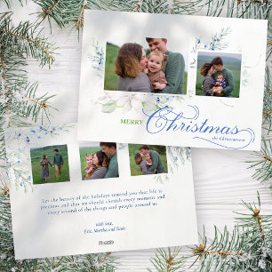 Aquarell Frohe Weihnachts-Script Juniper-Foto Feiertagskarte