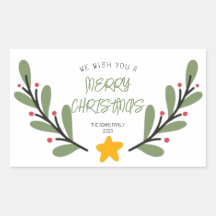 Aquarell Frohe Weihnachtsaufkleber