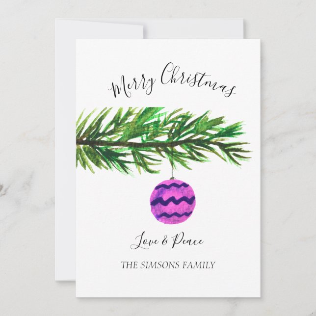 Aquarell Frohe Weihnachtsbaum Fröhlich und hell Feiertagskarte (Vorderseite)