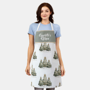 Aquarell-Frohe-Weihnachtsbäume Kochschürze Schürze