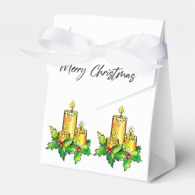 Aquarell Frohe Weihnachtsgeschenk Box Geschenkschachtel (Vorderseite)