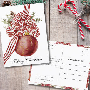 Aquarell Frohe Weihnachtsschmuck Typografie Feiertagspostkarte