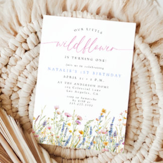 Aquarell-Frühling-Kleine-Wildblumen-Geburtstag Einladung