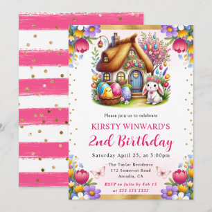 Aquarell Frühling Ostern Haus Geburtstag Einladung