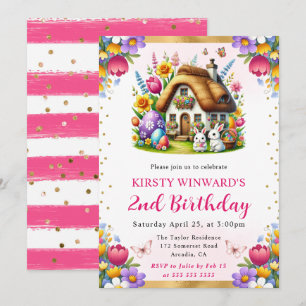 Aquarell Frühling Ostern Haus Geburtstag Einladung